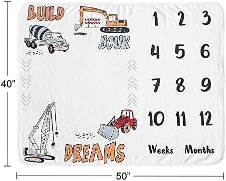 Sweet JoJo Designs Construction Truck Boy Milestone Blanke