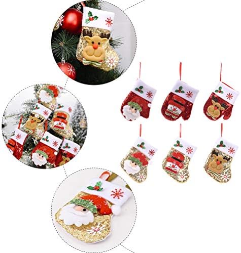 6pcs Decorações de mesa de natal Decoração de luvas brilhantes Decoração de utensílios de mesa para festa de celebração
