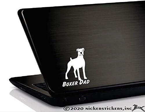 Pai boxer | Nickerstickers® Vinyl Branco Boxer Decalque da janela de cachorro Adesivo