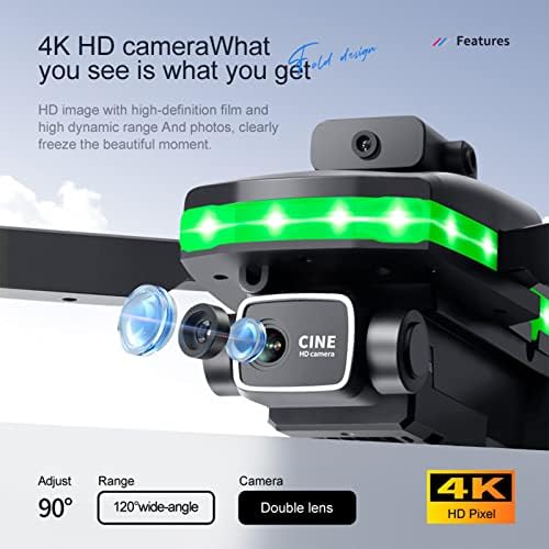 S160 Drone com câmera 4K dupla para adultos e crianças, quadro de controle remoto de FPV dobrável com bar de flash LED, uma chave de partida, brindes para brinquedos de brinquedos para adolescentes meninos meninas meninas