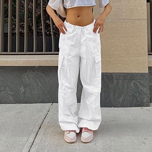Calça de carga Niantie para mulheres soltas de cintura alta calça tática de rua com bolsos calças de moda