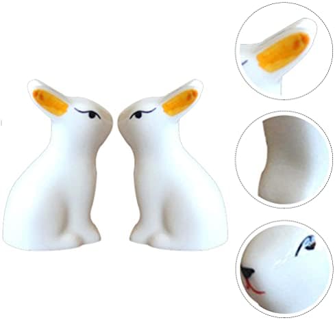PretyZoom 2 PCs Cerâmica Artesanato de coelho Adorável decoração de coelho de coelho pequena estátua de coelho Flowerpot