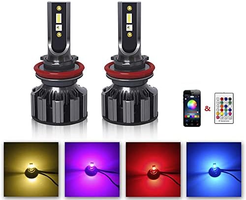 Nicoko h11/h9/h8 rgb led nevoeiro lâmpada lâmpada multicolor wireless app bluetooth controle 2 em 1 kits de farol de LED