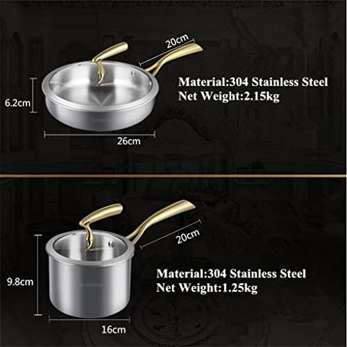 SDFGH 304 Aço inoxidável Continental 9 peças utensílios de cozinha Conjunto Vaporer wok leite frigideira panela cozinha de cozinha (cor: