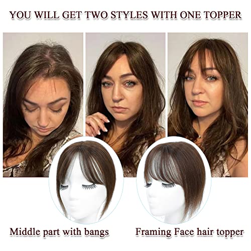 Toppers de cabelo da UDU para mulheres Capinhos de cabelo humanos reais para mulheres com pinças de cabelo marrons de cabelos
