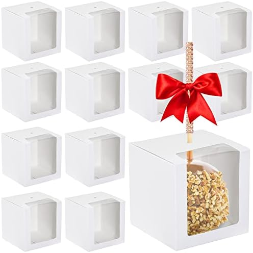 Caixas de maçã de 100pcs Candy com orifício Caixas de maçã caramelo 4x4x4 polegadas Caixas de presente de maçã de Natal BOOKIES COMPETRO