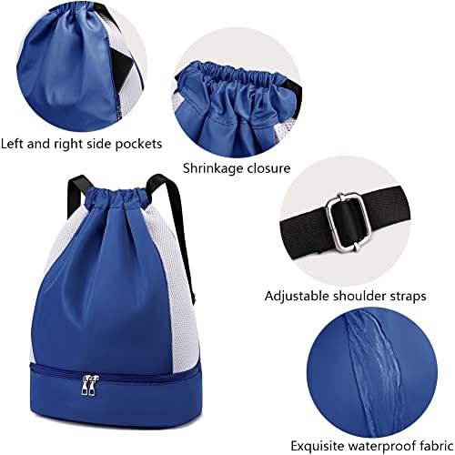 Phabuls Backpack Backpack Backpack de saco de cordas durável, mochila de ginástica de viagem esportiva resistente à água para homens mulheres…