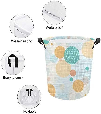 Cesta de lavanderia, cesto de lavanderia dobrável grande com alças círculos elementos abstratos, cesto de roupas, cesta de armazenamento para lavanderia de quarto do banheiro