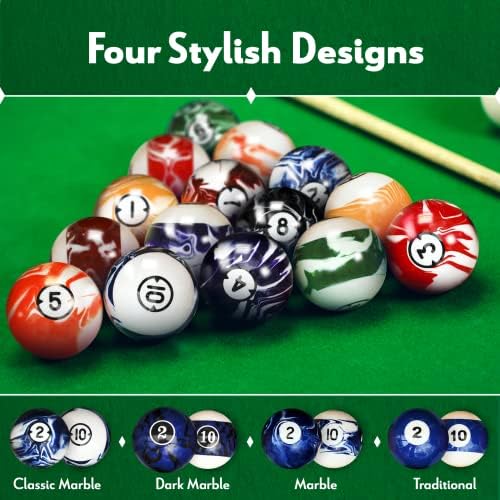 Iszy Billiards Pool Balls - 16 peças de bola definida para mesa de bilhar e exibição - 2 1/4 de polegada, 6 onças de tamanho
