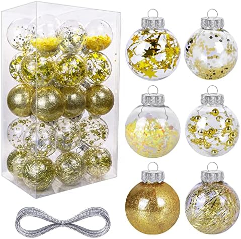 30 PCS Ornamentos de bola de Natal, 2,36 polegadas de ouro de 2,36 polegadas Plástica de plástico de plástico de Natal