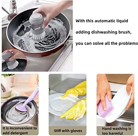 Escova de lavagem de prato com dispensador de sabão, escova de palma lavagem de lavagem para pratos panelas panela pia limpeza de