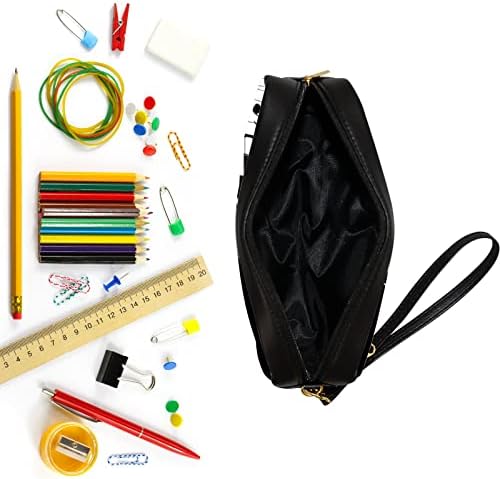 Bolsas de lápis de colourlife lápis preto piano branco musical de couro zíper bolsa bolsa maquiagem de maquiagem de bolsa cosmética para adultos meninos meninas