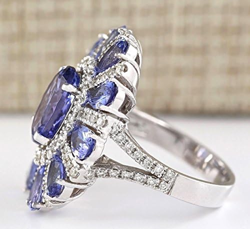 Mulheres judias de PR elegante 925 Prata azul tanzanite Gemstone Flower Flower Cluster Ring Engagement