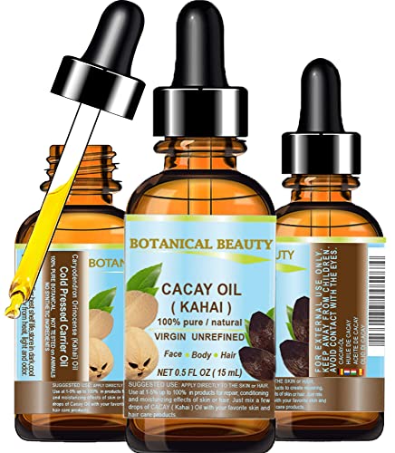 Óleo de cacay de beleza botânica 100 % pura virgem natural não refinada cultivo selvagem anti-envelhecimento anti-ruga de óleo nutriente rico em retinol natural vitamina A, E. 0,5 fl.oz.- 15 ml