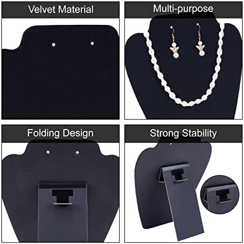 Fingerinspire 2pcs preto Velvet Jóias Brincos de colar de jóias estampa de 8,3 polegadas Altura 3D Cadeia de jóias Organizador