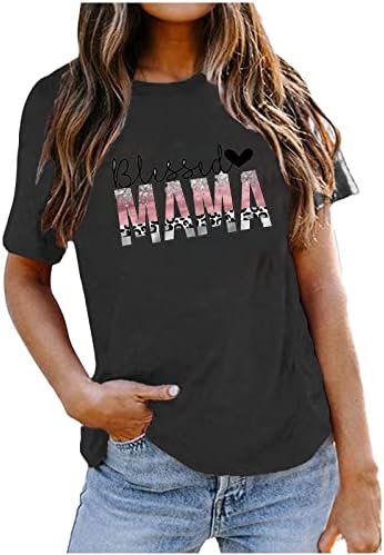 Mama camisas para mulheres mama letra impressa camiseta de verão Casual de manga curta Crewneck Tops Blushs soltos de ajuste