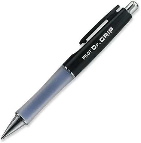 Piloto Dr. Grip recarregável e retrátil caneta esferográfica, ponto médio, barril preto, tinta preta, caneta única