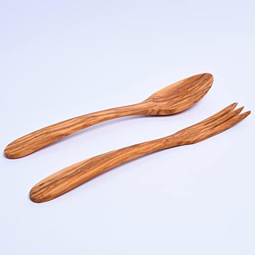 Servidor de salada curva de madeira feita de madeira de azeitona 30 cm / 11,81 - Akwood