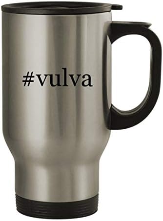Presentes de Knick Knack #Vulva - Hashtag de aço inoxidável de 14oz caneca de café, prata