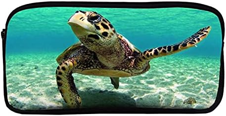 Funnystar Tartaruga marinha estampada de grande capacidade Lápis 2 Camadas Camadas Bolsa de bolsa Lápis Mesa Organizador