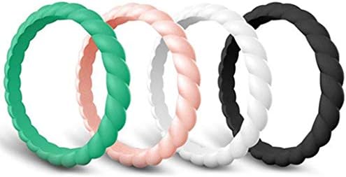 Anéis giratórios finos das mulheres, ideia de anel de casamento de silicone empilhável para trabalho esportivo ao ar livre