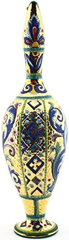 Art Escudellers Cermic multicolorido jarro pintado à mão com ouro 24k, decorado em estilo verde bizantino. 5,12 '' x 5,12 '' x