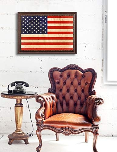 Decorarts - Bandeira dos Estados Unidos Arte da parede emoldurada. Giclee imprime em tela para decoração de parede. Total