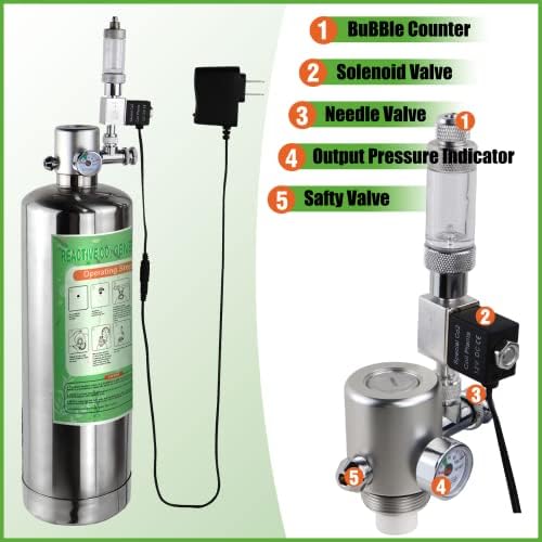 Lonsge 4L Aquarium Co2 Generator System Kit com regulador e válvula solenóide, corpo mais seguro de garrafa espessada,