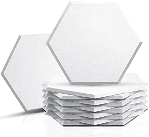 Sonic Acoustics 12 Pacote de painéis acústicos hexagonais, 14 x 12 x 0,4 de alta densidade de painéis de absorção de som de som de