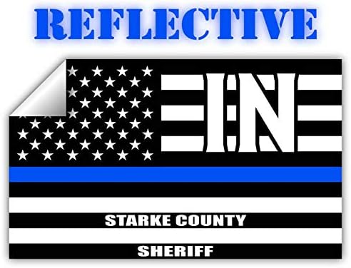 Condado refletivo do Condado de Indiana em fina linha azul e furtiva Old Glory EUA Bandeira | Honrando os xerifes