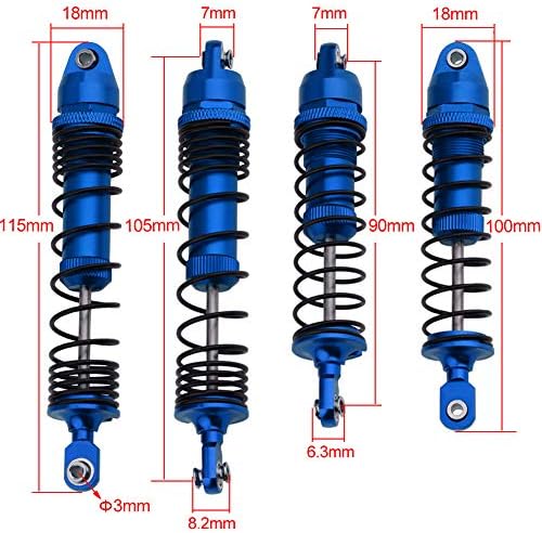 Hobbypark Aluminium Front e traseiro amortecedor montado Metal completo para RC 1/10 Traxxas Slash, Stampede, Rustler, Nitro Slash,