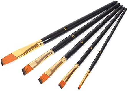 TJLSS Pólo de madeira preto 5 conjuntos de escovas de aquarela Brushes de pintura de nylon suprimentos de pintura de arte do aluno (cor: B, tamanho