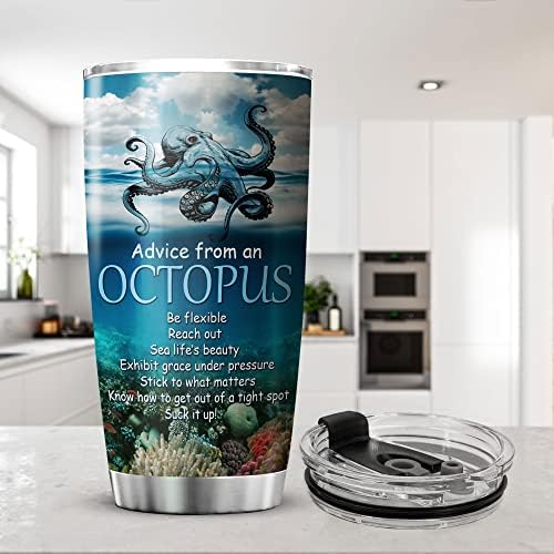 Conselho do Zoxix do Tumbler de Octopus AM com tampa de 20 onças de novidade oceânica xícaras de café para amantes de animais a vácuo aço inoxidável viajar caneca marítima Presentes para mulheres