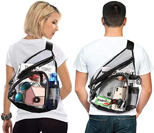 Saco de estilingue claro Hulisen, Clear Bag Stadium aprovado, transparente ombro backpack de backpack de peito Casual Daypack