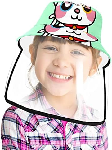 Chapéu de proteção adulto com escudo facial, peixe -pescador chapéu anti -sol, cartoon de animais roxos de gato desenho