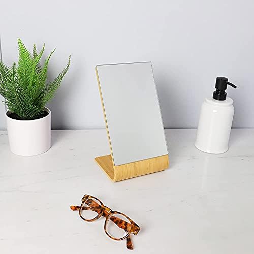 Home Basics Basics Angular Bamboo Desktop Mirror, natural | Grande superfície de visualização | Design inclinado | Portátil