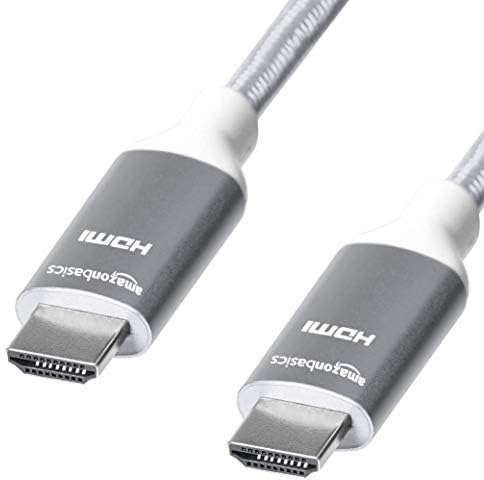 Basics 10,2 Gbps Cabo HDMI de alta velocidade em alta velocidade com cordão trançado, 6 pés, cinza claro