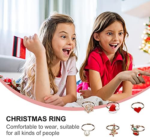 Holibanna Pearl Earings 6 PCs Anéis de Natal Ringos estampados de alce