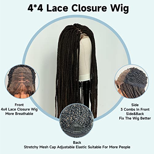 Perucas trançadas bilisar para mulheres negras, peruca de trança de 30 ”de 30” de nó para mulheres negras Branças de cornrow leves peruca de renda sintética Bread Wig Natura