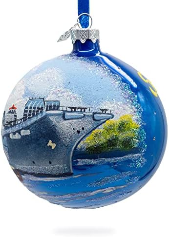 USS Midway Museum, San Diego, Califórnia, USA Glass Ball Christmas Ornamento de 4 polegadas