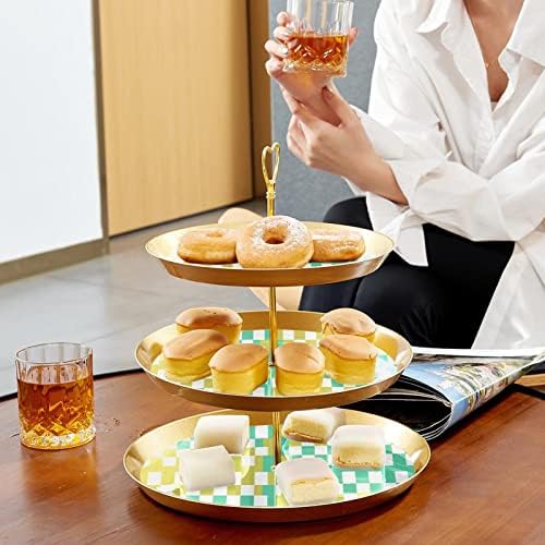 Gráficos de cupcakes de três camadas, suporte de bolo, suporte de sobremesa em camadas, pratos redondos para o servidor de buffet de chá de chá de chá de casamento de casamento