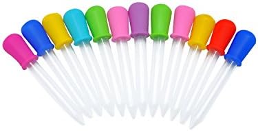 Gorse 12 Pack Groppers líquidos para crianças silicone e pipetas de plástico com ponta de lâmpada 5 ml de gotas de colírio para moldes