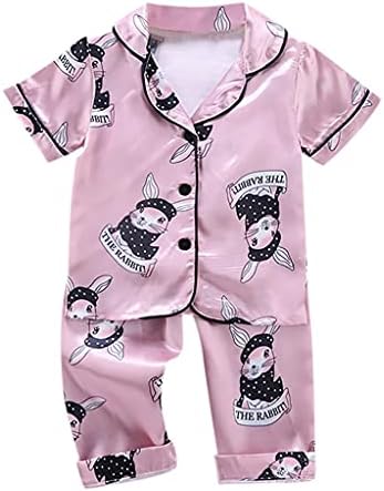 Roupa infantil pijamas de pijamas de pijamas de pijamas curtas de pijamas de desenho animado+calça manga tamanho de 6 meses de pijamas