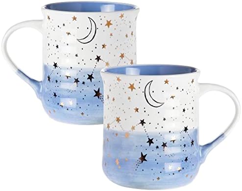 Conjunto de estúdios de Dwell de canecas de café de 2 grés- sinal de astrologia, copos de café constelação, canecas para chá, café