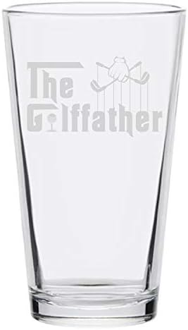 Veracco O Golfather Funny Birthday Gift Day para o pai vovô Padrão Pint Beer Glass