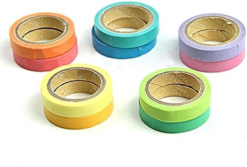Honbay 10 Rolls Fita de papel decorativa Washi, papel de adesivo de cor de chandas de arco -íris DIY, máscara de adesivo