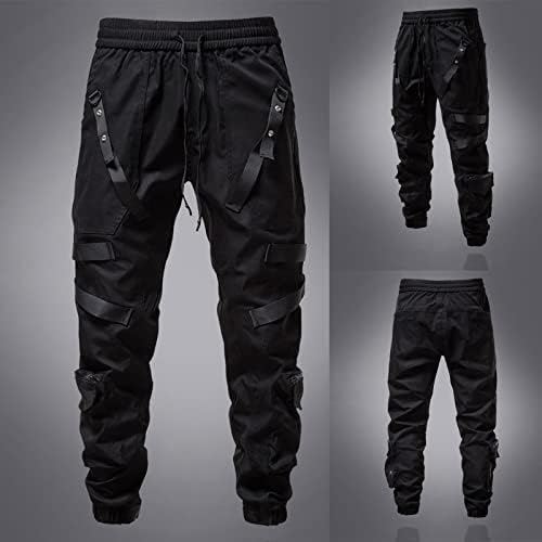 Sinzelimin Men Casual Pant moda de moda escura estilo punk mústra-bolos de gado