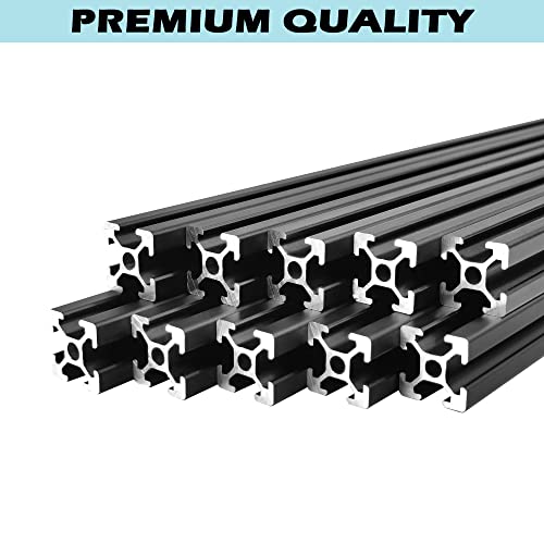 Prolee 10 pacote de 39,4 polegadas 2020 T extrusão de alumínio de slot 1000 mm Rail linear padrão europeu para impressora 3D e CNC DIY, preto