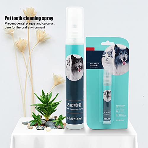 Spray de respiração essencial para animais de estimação, mostrado água+extrato de aloe+óleo de hortelã -pimenta 14 ml spray de desodorizante com plástico