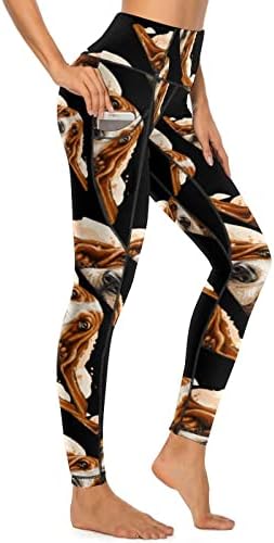 Basset Basset Hound Hound Feminino Feminino Pontas de ioga macias perneiras de cintura alta executando calças de motociclista de treino